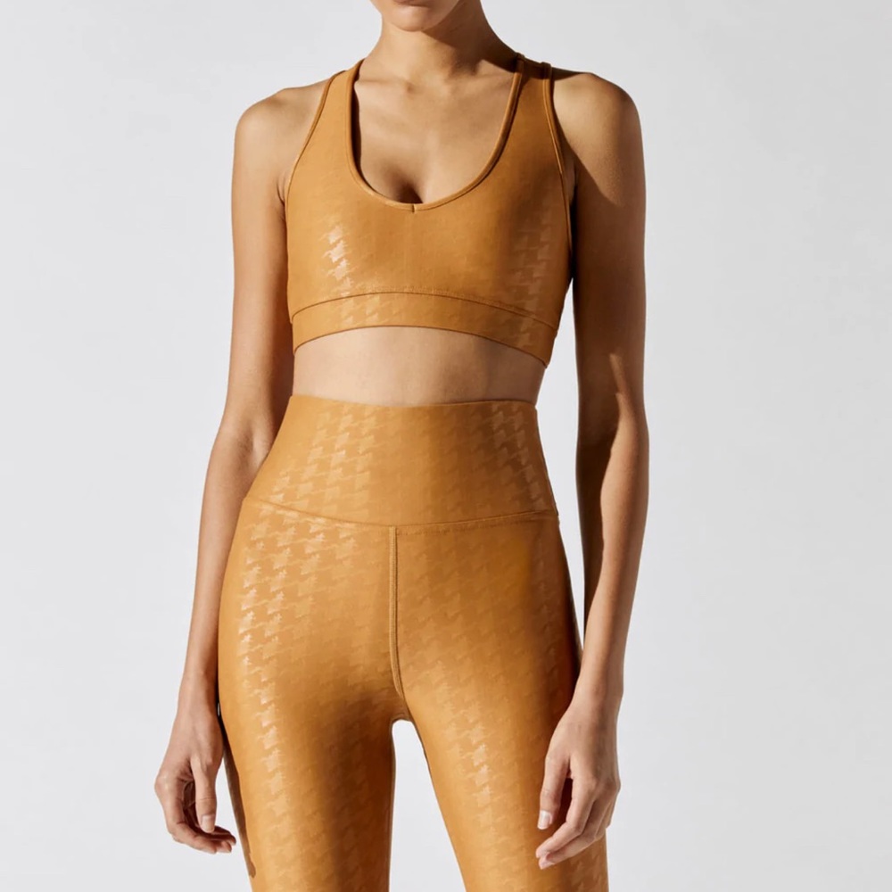 CARBON 38 Sports Bra Top Small Bottoms Medium Herringbone Print